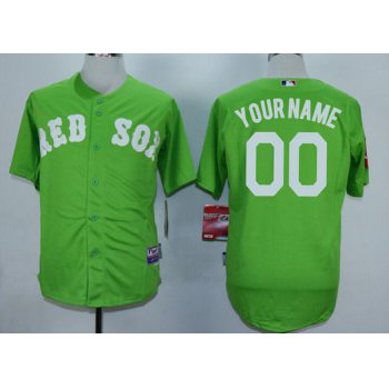 Youth Boston Red Sox Customized Green MLB Cool Base Jersey