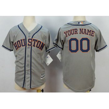Youth Houston Astros Customized Gray Away 2015 MLB Cool Base Jersey