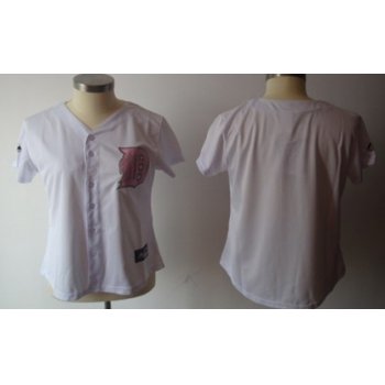 Women's Detroit Tigers Customized White With Pink Jersey