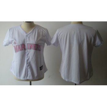 Women's Seattle Mariners Customized White With Pink Jersey