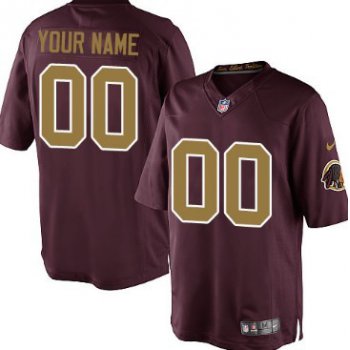 Men's Nike Washington Redskins Customized Red With Gold Limited Jersey