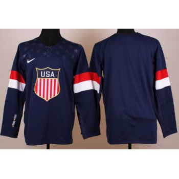 2014 Olympics USA Mens Customized Navy Blue Jersey