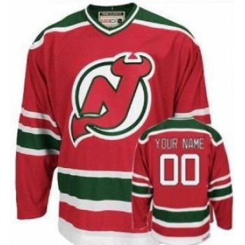 New Jersey Devils Mens Customized Red With Green Jersey