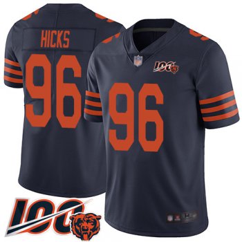 Nike Chicago Bears Youth #96 Akiem Hicks Navy Blue 100th Season Color Rush Vapor Untouchable Limited Jersey