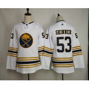 Youth Buffalo Sabres #53 Jeff Skinner White With Gold 50th Anniversary Adidas Stitched NHL Jersey