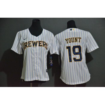 Youth Milwaukee Brewers #19 Robin Yount White Stitched MLB Cool Base Nike Jersey