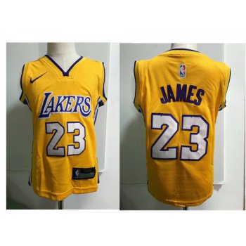 Los Angeles Lakers #23 LeBron James Yellow Toddlers Jersey