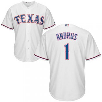 Rangers #1 Elvis Andrus White Cool Base Stitched Youth Baseball Jersey