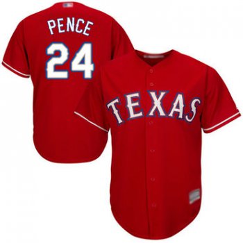 Rangers #24 Hunter Pence Red Cool Base Stitched Youth Baseball Jersey
