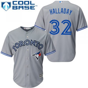 Blue Jays #32 Roy Halladay Grey Cool Base Stitched Youth Baseball Jersey