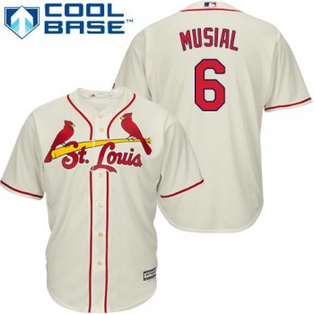Cardinals #6 Stan Musial Cream Cool Base Stitched Youth Baseball Jersey