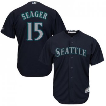 Mariners #15 Kyle Seager Navy Blue Cool Base Stitched Youth Baseball Jersey