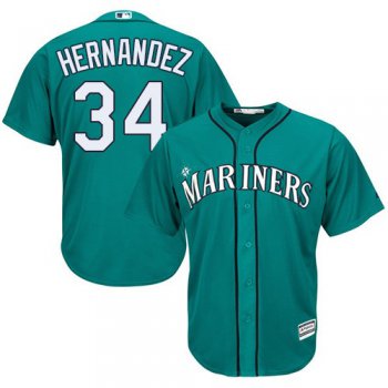 Mariners #34 Felix Hernandez Green Cool Base Stitched Youth Baseball Jersey