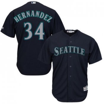 Mariners #34 Felix Hernandez Navy Blue Cool Base Stitched Youth Baseball Jersey