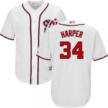 Nationals #34 Bryce Harper White Cool Base Stitched Youth Baseball Jersey