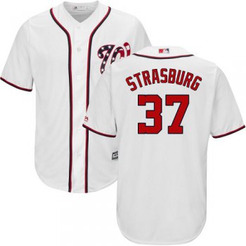 Nationals #37 Stephen Strasburg White Cool Base Stitched Youth Baseball Jersey