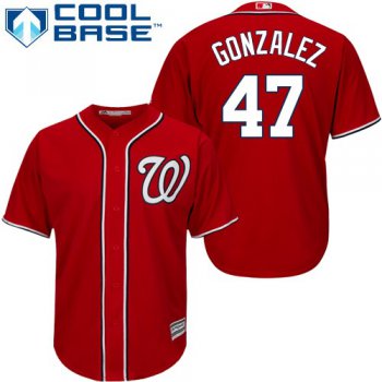 Nationals #47 Gio Gonzalez Red Cool Base Stitched Youth Baseball Jersey
