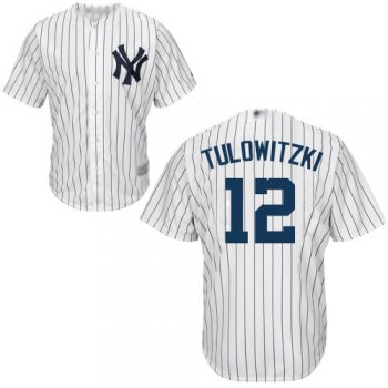 Yankees #12 Troy Tulowitzki White Cool Base Stitched Youth Baseball Jersey