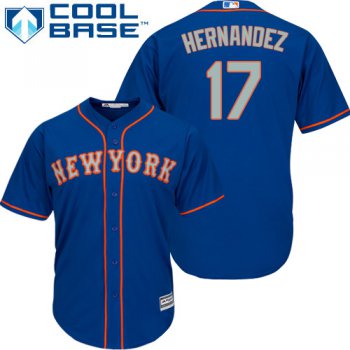 Mets #17 Keith Hernandez Blue(Grey NO.) Cool Base Stitched Youth Baseball Jersey