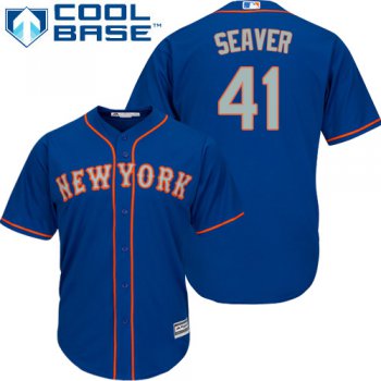 Mets #41 Tom Seaver Blue(Grey NO.) Cool Base Stitched Youth Baseball Jersey