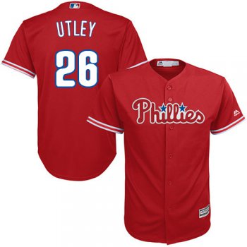 Phillies #26 Chase Utley Red Cool Base Stitched Youth Baseball Jersey
