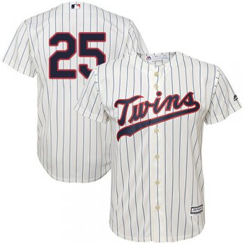 Twins #25 Byron Buxton Cream Strip Cool Base Stitched Youth Baseball Jersey