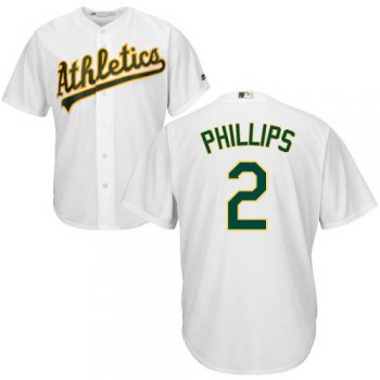 Athletics #2 Tony Phillips White Cool Base Stitched Youth Baseball Jersey