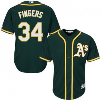 Athletics #34 Rollie Fingers Green Cool Base Stitched Youth Baseball Jersey