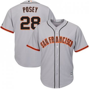 Giants #28 Buster Posey Grey Stitched Youth Baseball Jersey