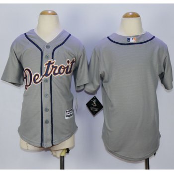 Tigers Blank Grey Cool Base Stitched Youth Baseball Jersey