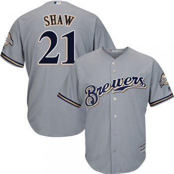 Brewers #21 Travis Shaw Grey Cool Base Stitched Youth Baseball Jersey