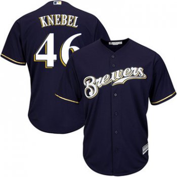 Brewers #46 Corey Knebel Navy blue Cool Base Stitched Youth Baseball Jersey