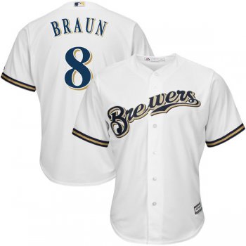 Brewers #8 Ryan Braun White Cool Base Stitched Youth Baseball Jersey