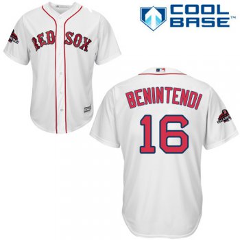Red Sox #16 Andrew Benintendi White Cool Base 2018 World Series Champions Stitched Youth Baseball Jersey