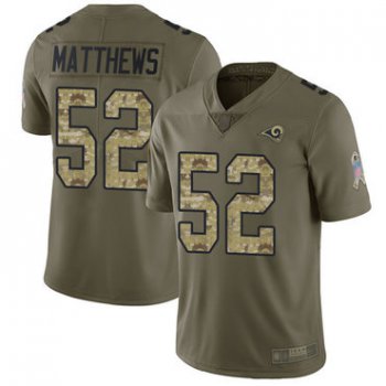 Rams #52 Clay Matthews Olive Camo Youth Stitched Football Limited 2017 Salute to Service Jersey
