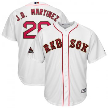 Youth Boston Red Sox 28 J.D. Martinez White 2019 Gold Program Cool Base Jersey