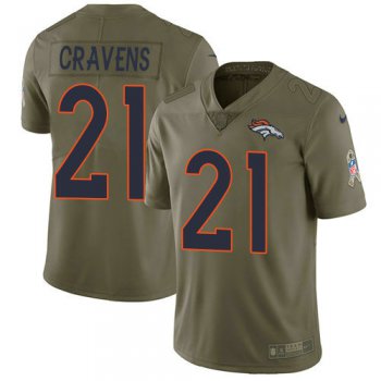 Youth Nike Broncos 21 Su'a Cravens Olive Stitched NFL Limited 2017 Salute To Service Jersey