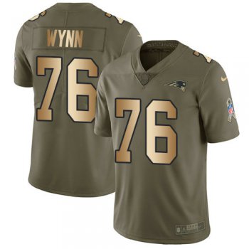 Kids Nike Patriots 76 Isaiah Wynn Olive Gold Stitched NFL Limited 2017 Salute To Service Jersey