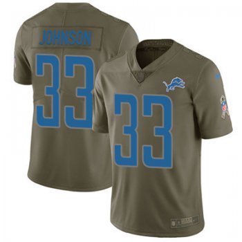 Nike Lions #33 Kerryon Johnson Olive Youth Stitched NFL Limited 2017 Salute to Service Jersey