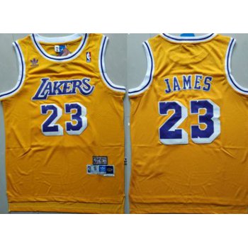 Youth Los Angeles Lakers #23 Lebron James Yellow Hardwood Classics Jersey