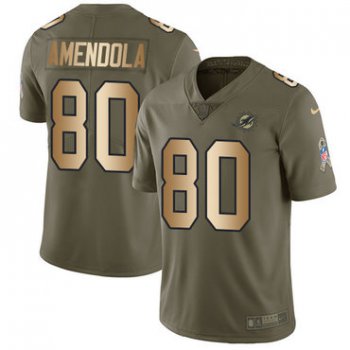 Nike Dolphins #80 Danny Amendola Olive Gold Youth Stitched NFL Limited 2017 Salute to Service Jersey