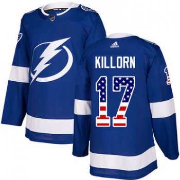 Adidas Tampa Bay Lightning #17 Alex Killorn Blue Home Authentic USA Flag Stitched Youth NHL Jersey