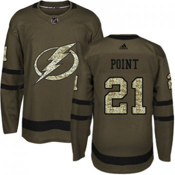 Adidas Tampa Bay Lightning #21 Brayden Point Green Salute to Service Stitched Youth NHL Jersey