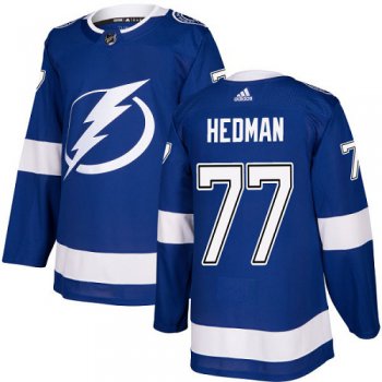 Adidas Tampa Bay Lightning #77 Victor Hedman Blue Home Authentic Stitched Youth NHL Jersey