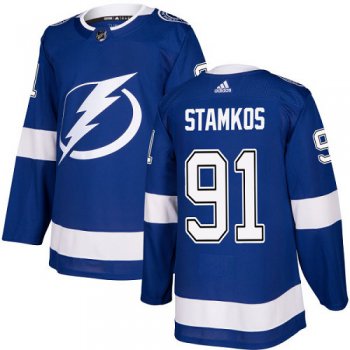 Adidas Tampa Bay Lightning #91 Steven Stamkos Blue Home Authentic Stitched Youth NHL Jersey