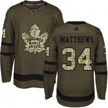 Adidas Toronto Maple Leafs #34 Auston Matthews Green Salute to Service Stitched Youth NHL Jersey