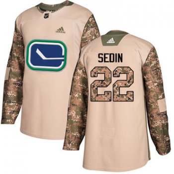 Adidas Vancouver Canucks #22 Daniel Sedin Camo Authentic 2017 Veterans Day Youth Stitched NHL Jersey