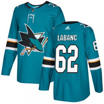 Adidas San Jose Sharks #62 Kevin Labanc Teal Home Authentic Stitched Youth NHL Jersey