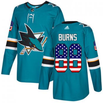 Adidas San Jose Sharks #88 Brent Burns Teal Home Authentic USA Flag Stitched Youth NHL Jersey