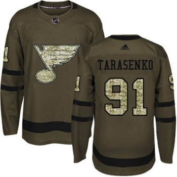Adidas St. Louis Blues #91 Vladimir Tarasenko Green Salute to Service Stitched Youth NHL Jersey